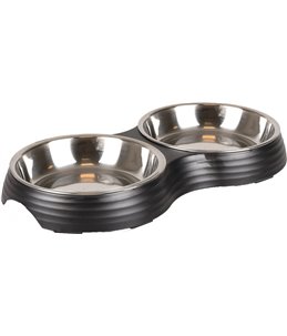 Eetpot kat aschau dubbel geribbeld mat zwart 2x160ml