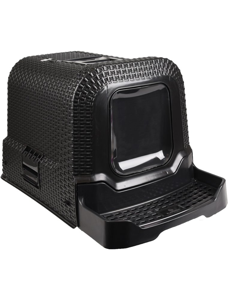 Kattentoilet rattan zwart 42x69x41 cm