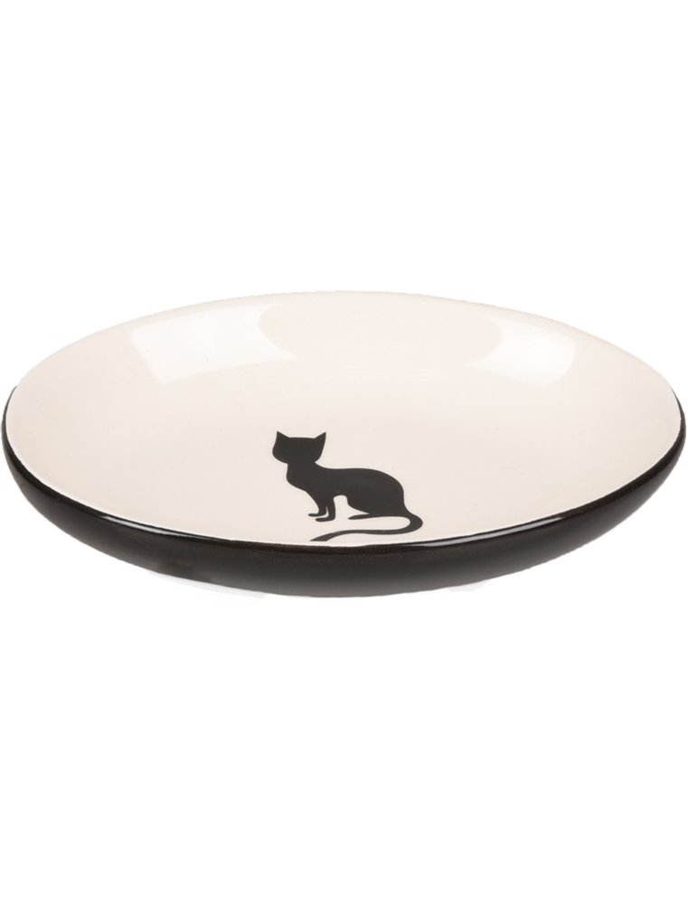Eetschaaltje kat nala keramisch ovaal zw-wit 90ml 13cm