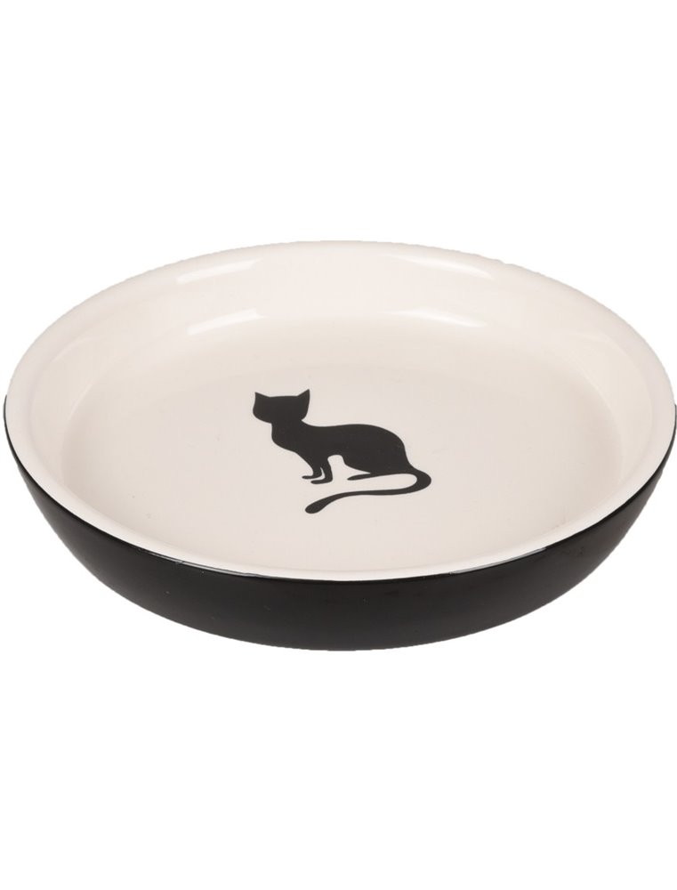 Eetschaaltje kat nala keramisch rond zw-wit 180ml 15cm