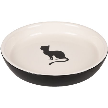 Eetschaaltje kat nala keramisch rond zw-wit 180ml 15cm