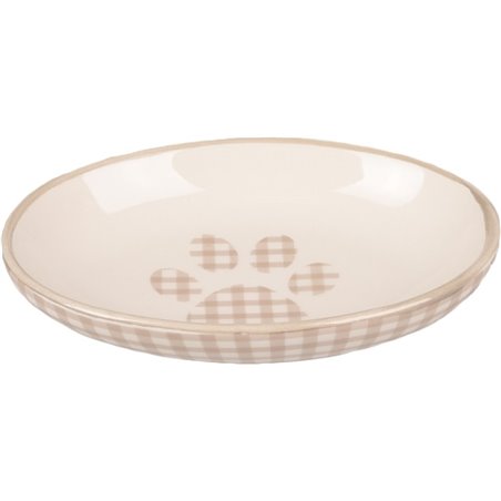 Eetschaatlje kat mylo keramisch ovaal beige-wit 90ml 13cm
