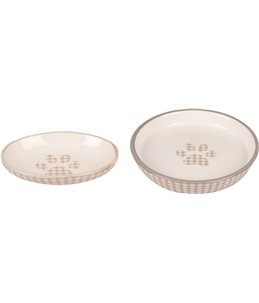 Eetschaaltje kat mylo keramisch rond beige-wit 180ml 15cm
