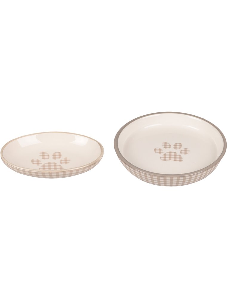 Eetschaaltje kat mylo keramisch rond beige-wit 180ml 15cm