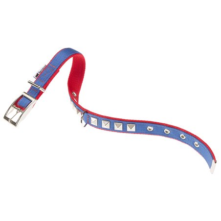 Ferplast hondenhalsband dual pyramids nylon blauw a:27-35cm en b:15mm