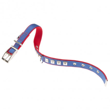 Ferplast hondenhalsband dual pyramids nylon blauw a:35-43cm en b:20mm