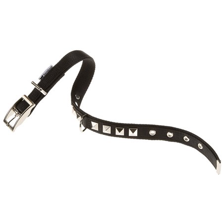 Ferplast hondenhalsband dual pyramids nylon zwart a:45-53cm en b:25mm