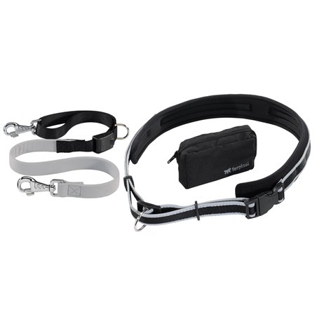 Ferplast hardlooplijn / hondenriem ergocomfort freetime nylon grijs met matic sluiting - heupmaat: 75-125cm x l:80-120cm x b: 25