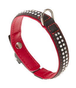 Ferplast halsband lux kunstleer zwart/rood - a35cm en b:20mm