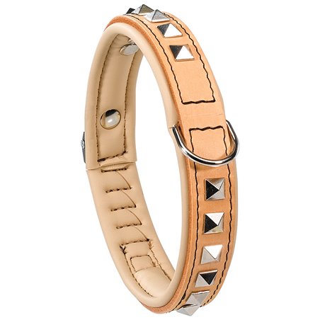 Ferplast halsband giotto luxor leer beige - a:30-34cm en b:20mm