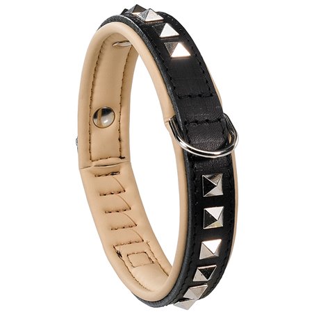 Ferplast halsband giotto luxor leer zwart - a:40-44cm en b:25mm