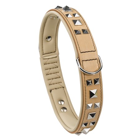 Ferplast halsband giotto luxor leer beige - a:50-58cm en b:30mm