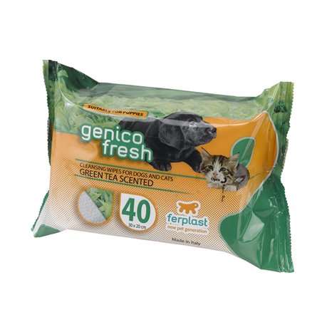 Ferplast genico fresh green tea schoonmaak doekjes - 40 stuks