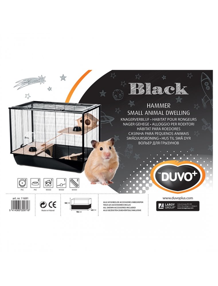 Knaagdierenkooi black hammer Zwart/zwart 78x48x58cm