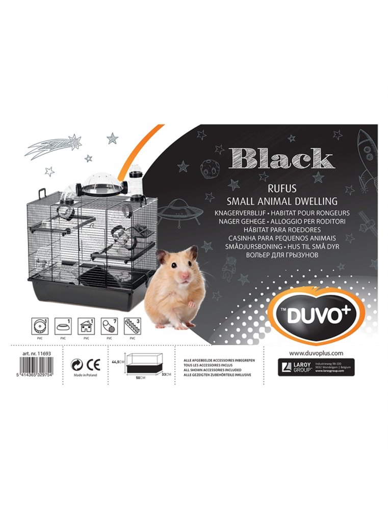 Knaagdierenkooi black rufus Zwart/zwart 50x33x44,5cm