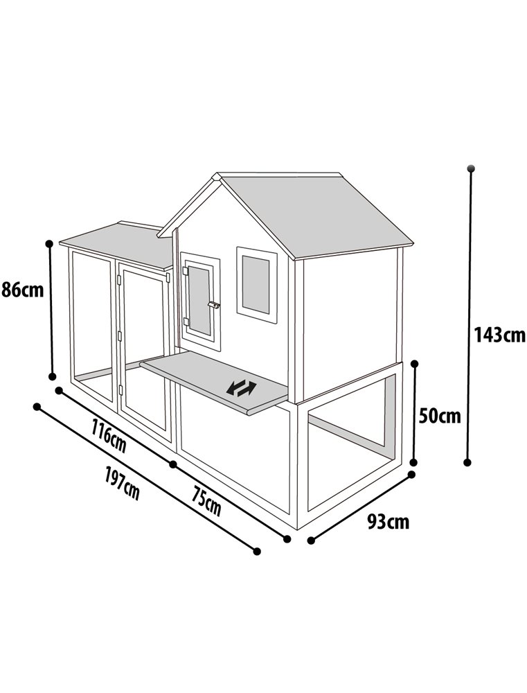 Flamingo Dierenverblijf Calimero Cottage - 197x93x143 cm
