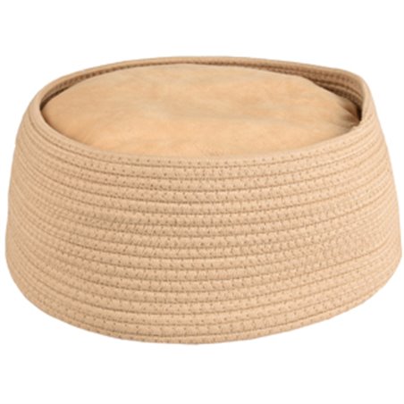 Mand hebe rond + kussen beige dia. 