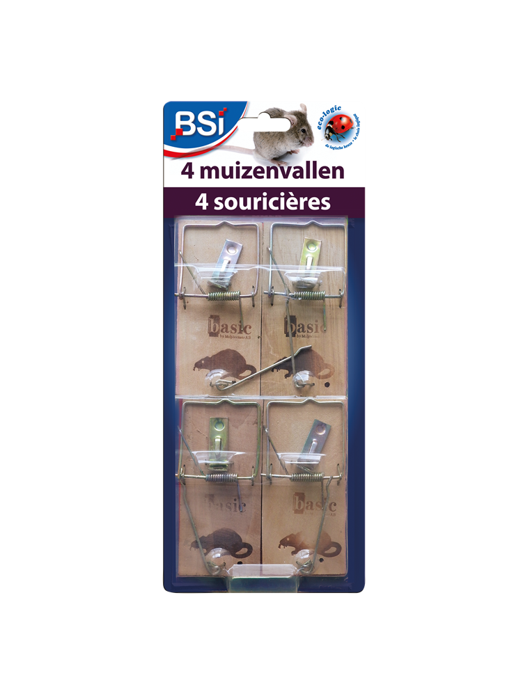 4 houten muizenvallen