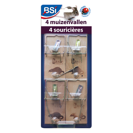 4 houten muizenvallen