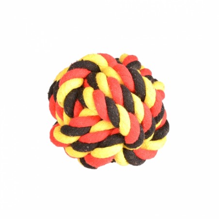 Knoop katoen bal belgium 8cm zwart/geel/rood