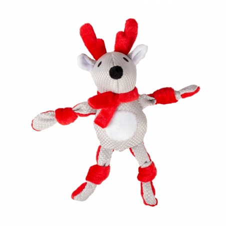 Xmas pluche geknoopt rendier 31x14x8cm