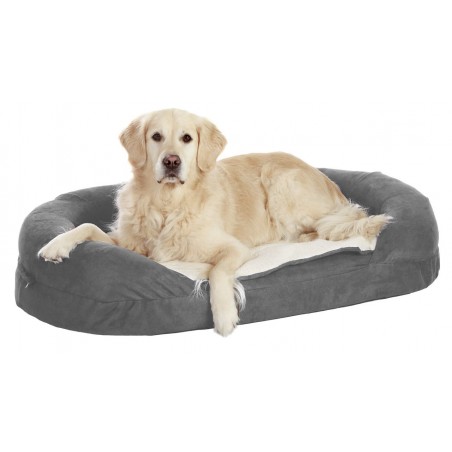 Flamingo Hondenbed Orthopedisch - Grijs/Wit - 100 x 65 x 24 cm