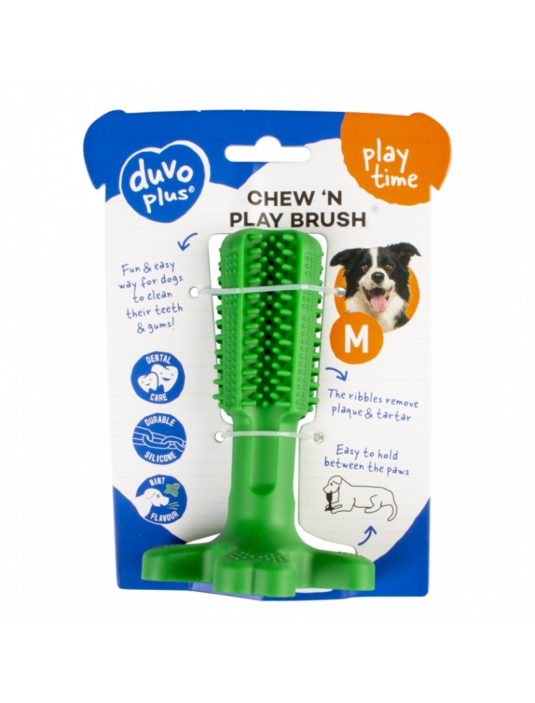Chew `n play brush Groen M - 14,5x9x9cm
