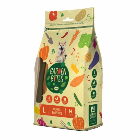 Garden bites dental twisters large zakje 16cm - pouch - 420g gemengde kleuren
