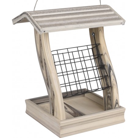 Flamingo Voederblokhouder darcy kunstof met hout wit/grijs 21x18,5x26,5cm
