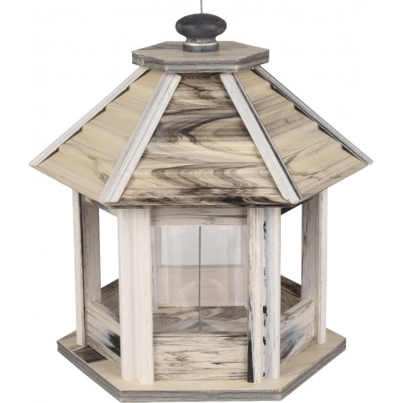 Flamingo Voedersilo zaden pavel kunststof met hout wit/grijs 30x30x30cm