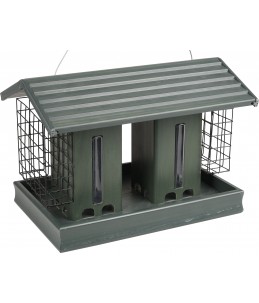 Flamingo Voedersilo zaden + voederblokhouders priso m kunststof met hout groen