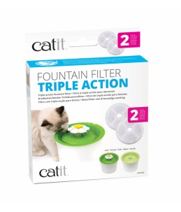 Catit Filters Triple Action 2 Pack - Kattendrinkbak - 4x14.5x17.5 cm Wit