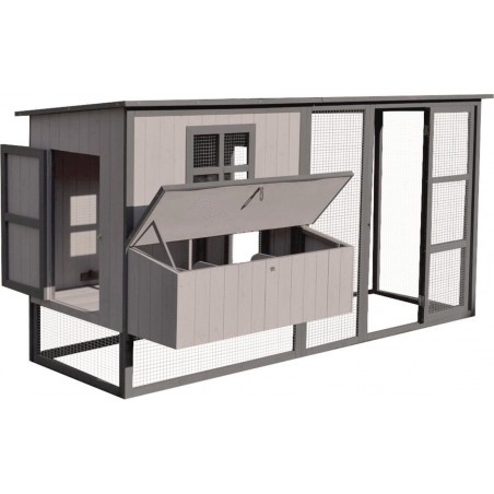 Flamingo Kippenhok calypso Cottage - Grijs - 222 x 102 x 111.5 cm