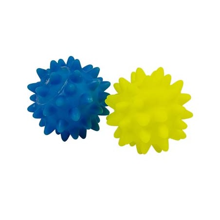 Vinyl bolster spiky Blauw/geel 6x6x6cm