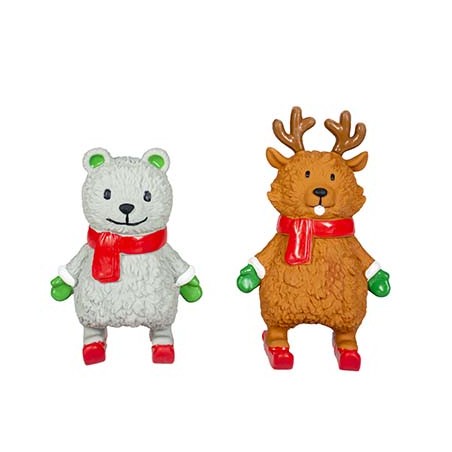 Xmas latex rendier & beer met ski's Gemengde kleuren 16cm - 19cm
