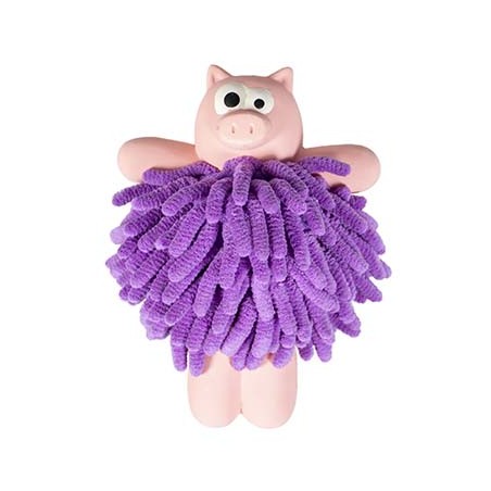 Latex varken met pluche buik Meerkleurig 9,5x11,5x15cm