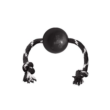 Kong extreme ball w/rope Zwart (L)