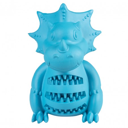 Rubber zittende dinosaurus Blauw 9x8x12cm