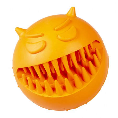 Rubber bRubber boos gezicht bal Oranje 7x7x7cm