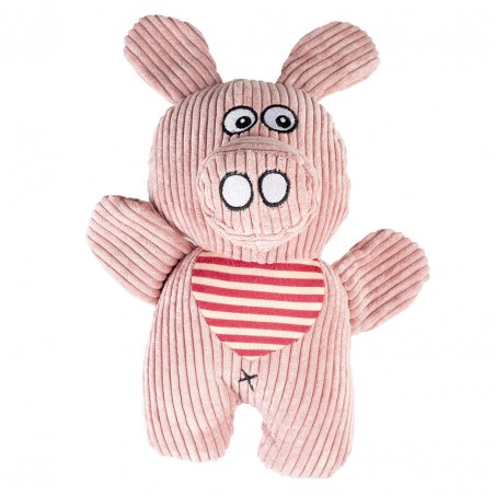 Pluche varken corduroy 24x13x9cm wit/roze