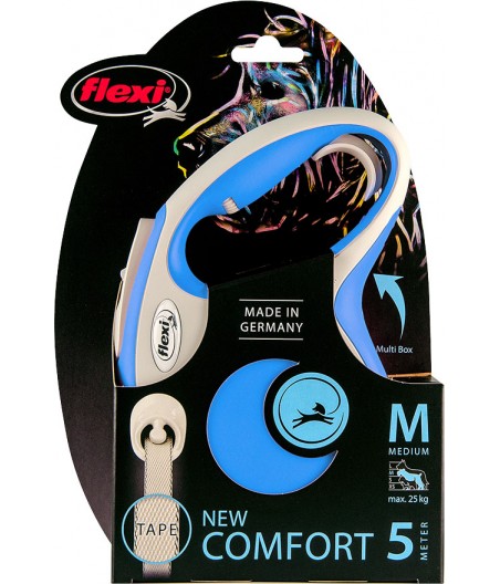 Flexi Rollijn New Comfort Tape M 5 m - Hondenriem - Blauw&Lichtgrijs