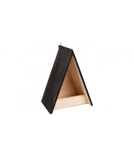 Flamingo voederhuis zilan hout natuur/zwart 22x15x28cm