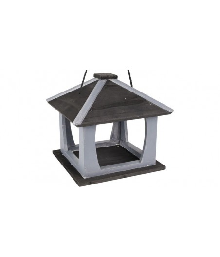 Flamingo voederhuis kory hout grijs/zwart 27x27x25cm