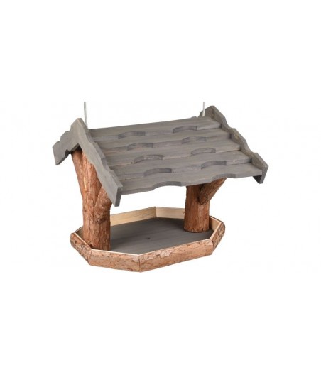 Flamingo voederhuis bora hout bruin/grijs 31,5x40x29cm