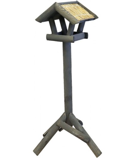 Voederhuis grijs mini met stro dak.