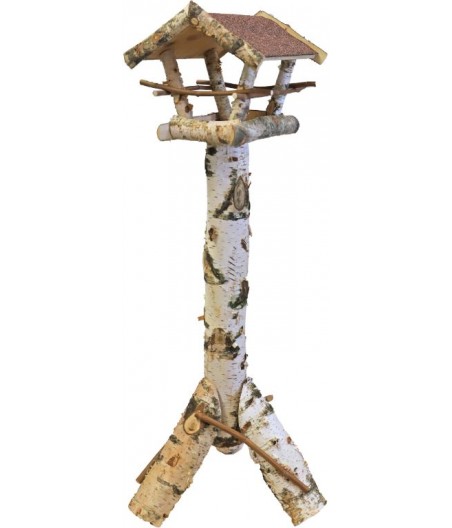 Voederhuis berken speciaal met dakleer dak.