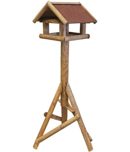 Voederhuis bruin huismodel met dakleer dak.