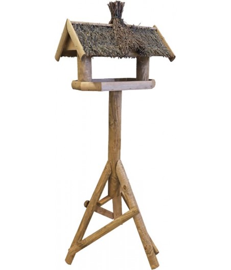 Voederhuis bruin stulp met tenen dak.