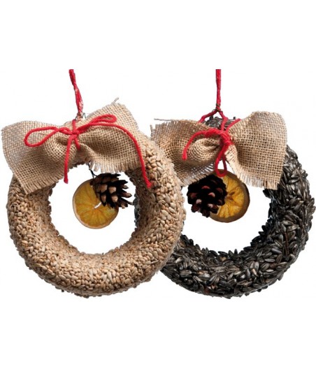 Kejo krans met decoratie en zonnebloemzaad - afmeting - 19,0 x 18,0 x 4,5 cm - gewicht - 0,312 kg