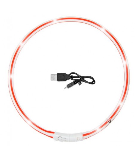 Led halsband vision voor lang haar - 20 - 70 CM - Zebra rood/wit